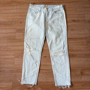 Mother The Dropout Fray Get Blondie Straight Leg Denim Jeans Blue Size 26
